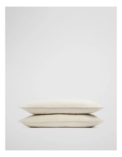 Skye Linen Standard Pillowcase Pair in Natural Pinstripe