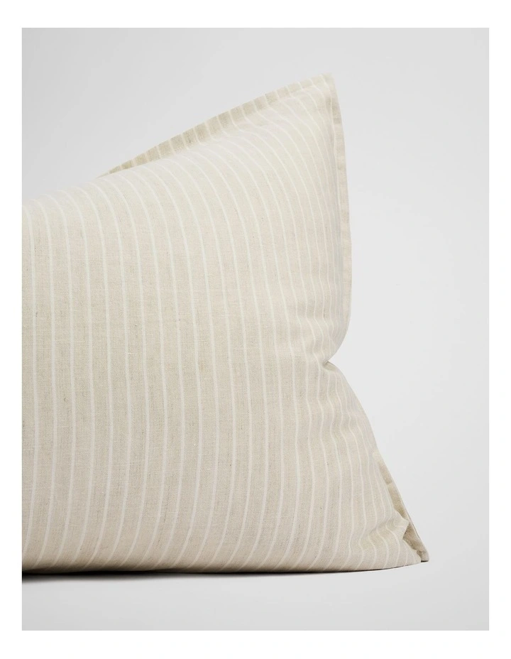 Skye Linen Standard Pillowcase Pair in Natural Pinstripe image 4