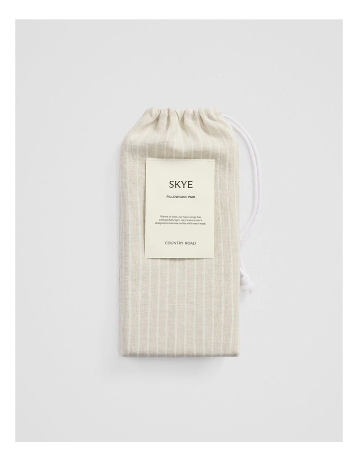Skye Linen Standard Pillowcase Pair in Natural Pinstripe image 5