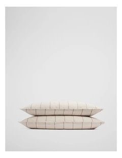 Skye Linen Standard Pillowcase Pair in Natural Stripe