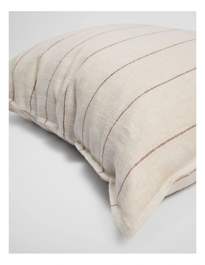Skye Linen Standard Pillowcase Pair in Natural Stripe image 4