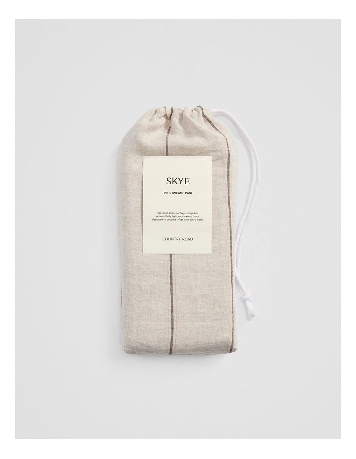 Skye Linen Standard Pillowcase Pair in Natural Stripe image 5