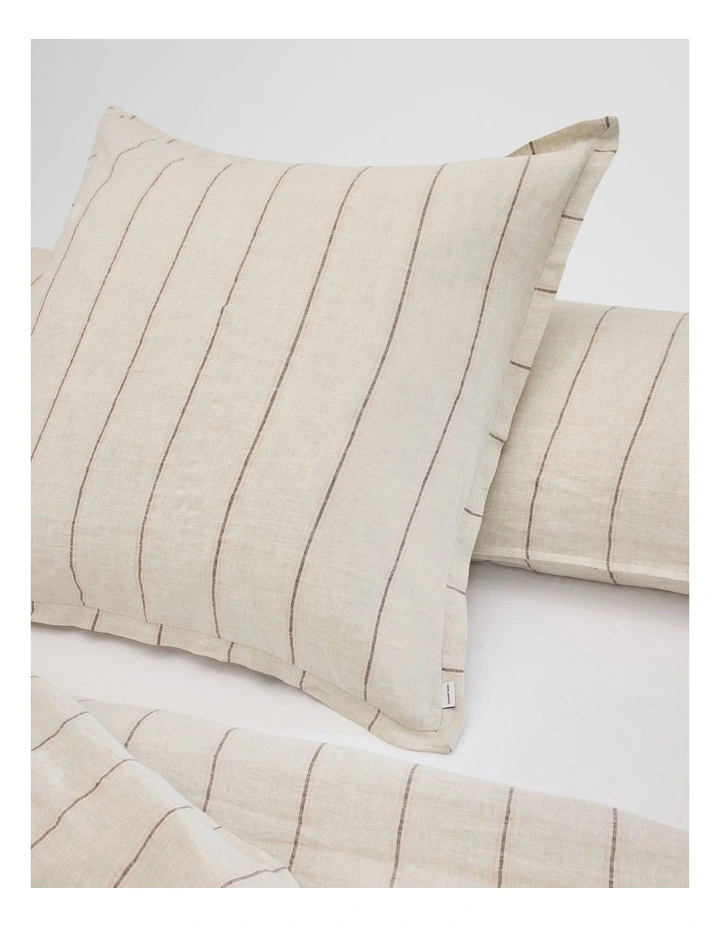 Skye Linen European Pillowcase in Natural Stripe image 2