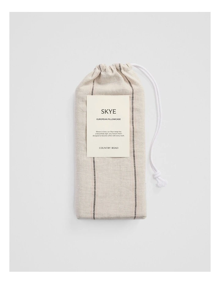 Skye Linen European Pillowcase in Natural Stripe image 4