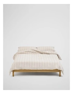 Skye Linen Queen Quilt Cover in Natural Stripe