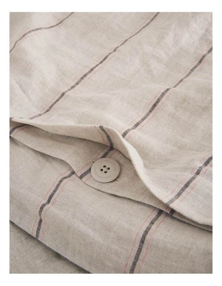 Skye Linen Queen Quilt Cover in Natural Stripe image 3