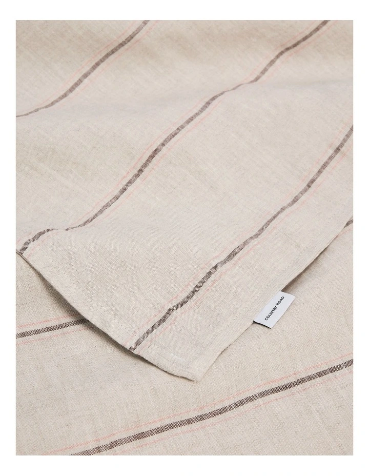 Skye Linen Queen Quilt Cover in Natural Stripe image 3