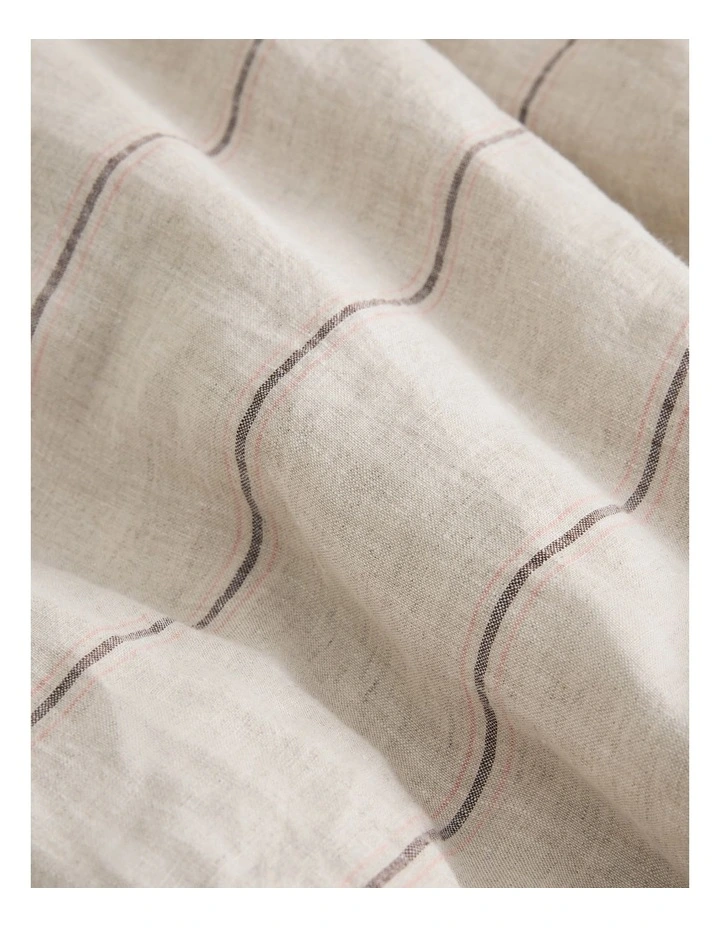 Skye Linen Queen Quilt Cover in Natural Stripe image 4