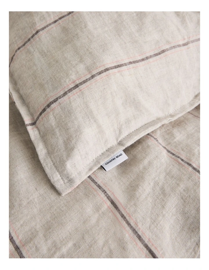Skye Linen Queen Quilt Cover in Natural Stripe image 5