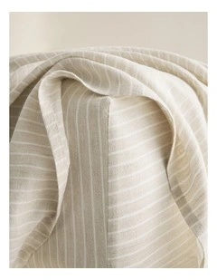 Skye Linen Queen Fitted Sheet in Natural Pinstripe