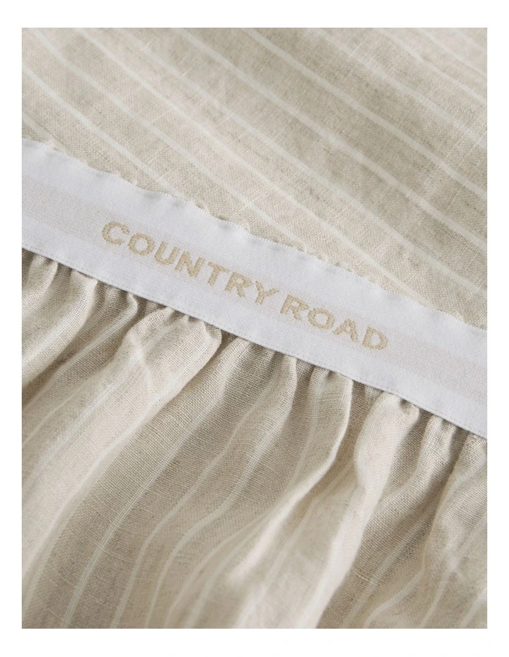 Skye Linen Queen Fitted Sheet in Natural Pinstripe image 3