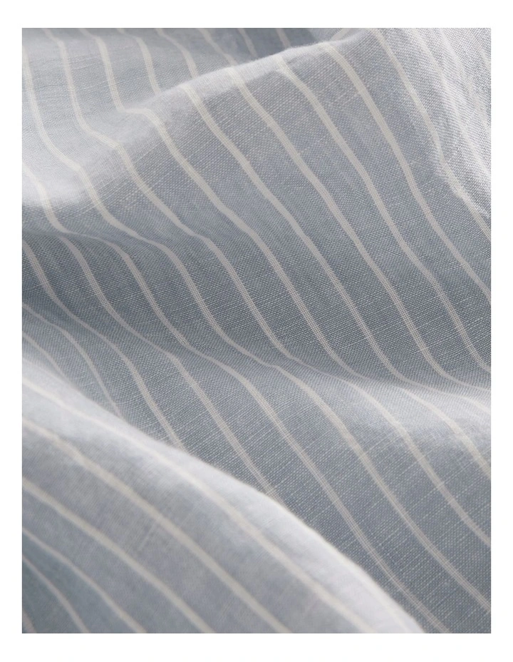 Skye Linen King Flat Sheet in Ciel Blue Pinstripe image 5