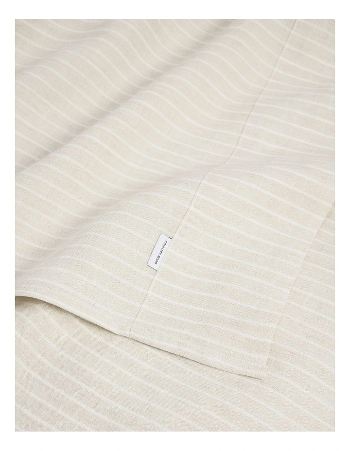 Skye Linen Queen Flat Sheet in Natural Pinstripe image 3