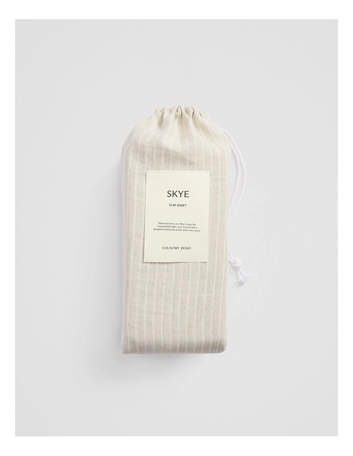 Skye Linen Queen Flat Sheet in Natural Pinstripe image 4