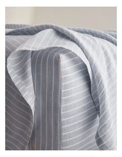 Skye Linen King Fitted Sheet in Ciel Blue Pinstripe