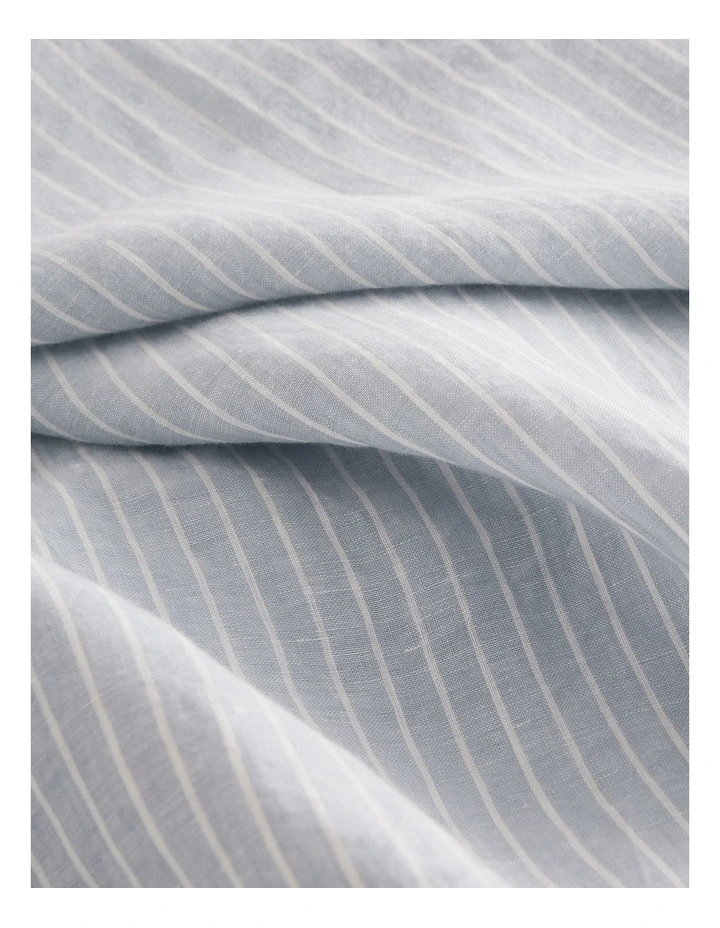 Skye Linen King Fitted Sheet in Ciel Blue Pinstripe image 5