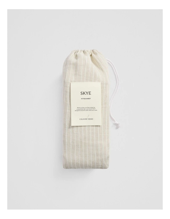 Skye Linen King Fitted Sheet in Natural Pinstripe image 4