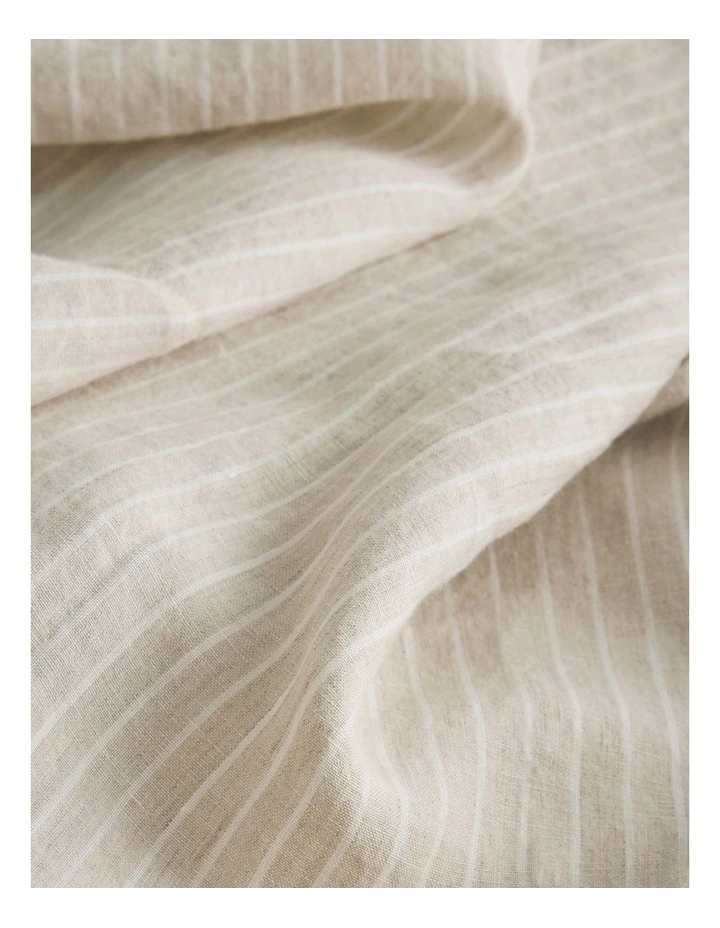 Skye Linen King Fitted Sheet in Natural Pinstripe image 5