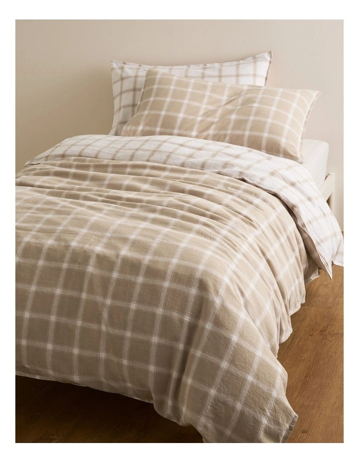 Luca King Single Quilt Cover in Natural image 1