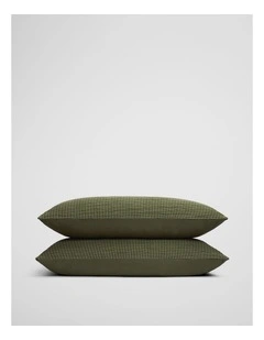 Pomona Standard Pillowcase Pair in Dark Olive