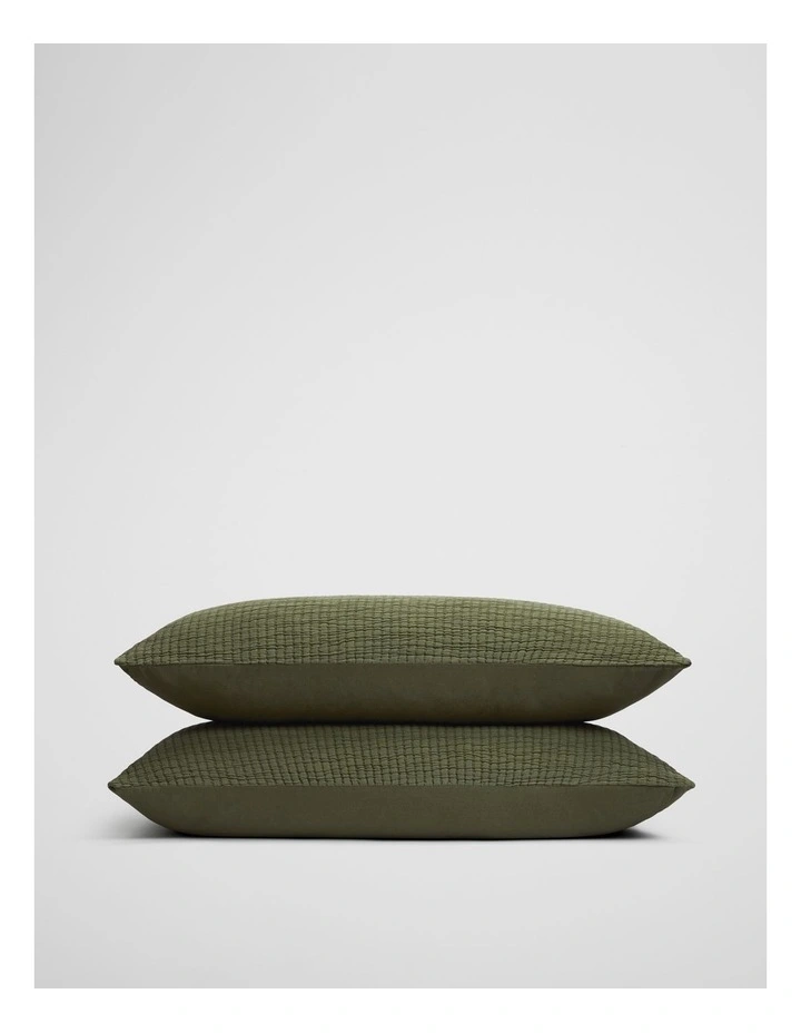 Pomona Standard Pillowcase Pair in Dark Olive image 1