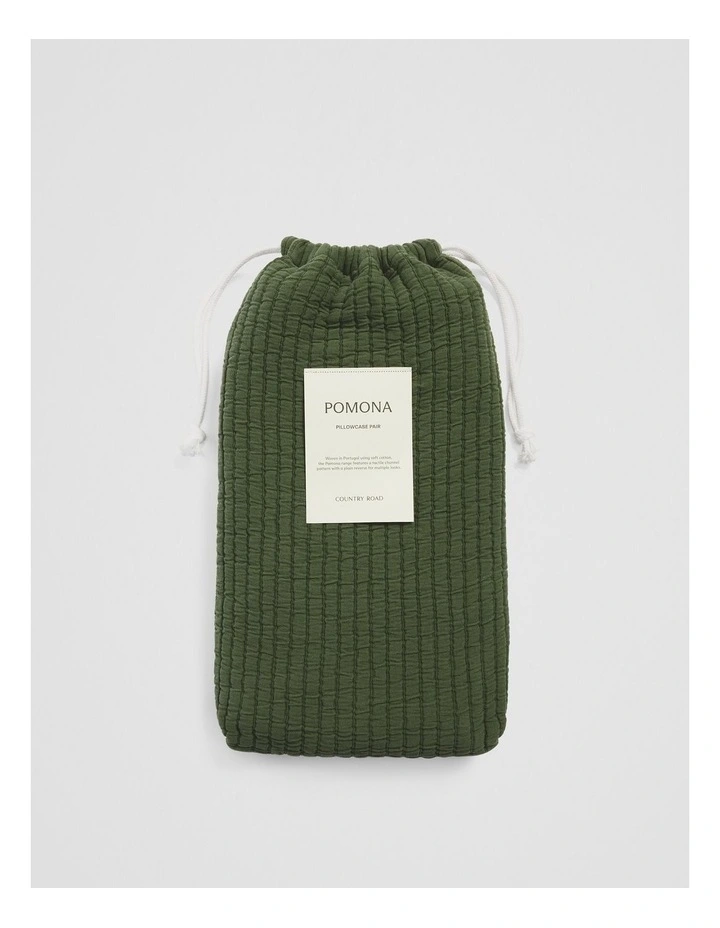 Pomona Standard Pillowcase Pair in Dark Olive image 4