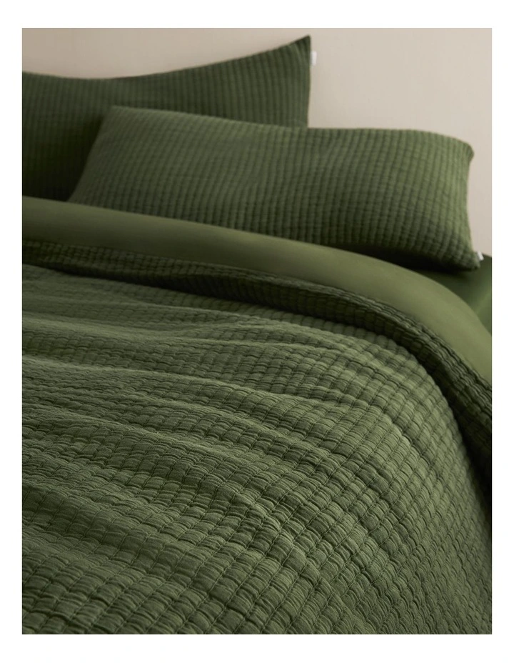 Pomona Queen Quilt Cover in Dark Olive image 2
