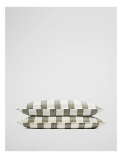 Nerida Standard Pillowcase Pair in Dark Olive