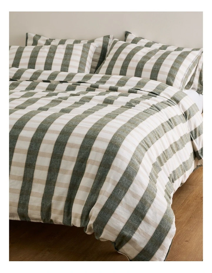 Nerida Queen Quilt Cover in Dark Olive image 1