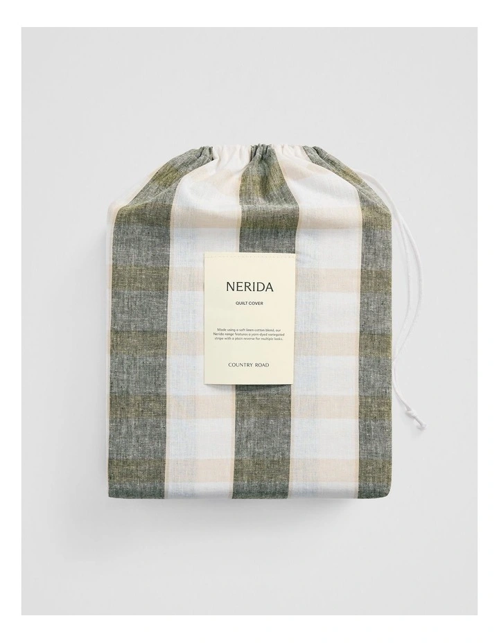Nerida Queen Quilt Cover in Dark Olive image 4