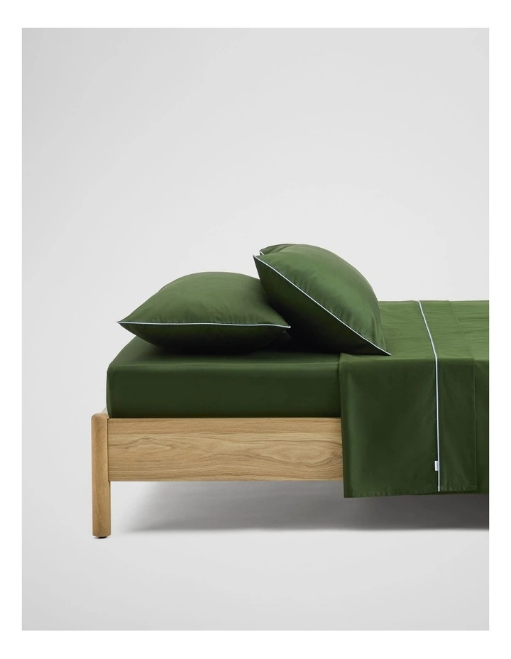 Dita Queen Flat Sheet in Dark Olive image 1