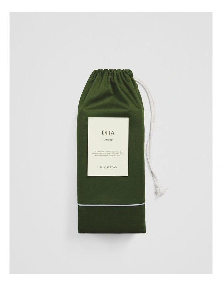 Dita Queen Flat Sheet in Dark Olive image 4