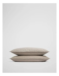 Brae Australian Cotton Stripe Standard Pillowcase Pair in Charcoal