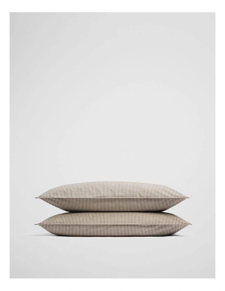 Brae Australian Cotton Stripe Standard Pillowcase Pair in Charcoal image 1