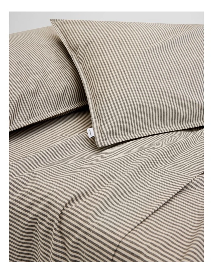 Brae Australian Cotton Stripe Standard Pillowcase Pair in Charcoal image 2