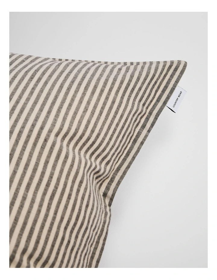 Brae Australian Cotton Stripe Standard Pillowcase Pair in Charcoal image 3