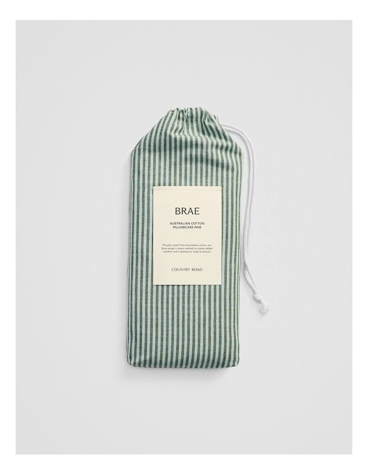 Brae Australian Cotton Stripe Standard Pillowcase Pair in Ripple image 4