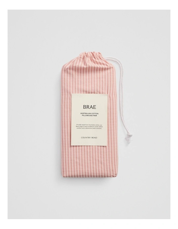 Brae Australian Cotton Stripe Standard Pillowcase Pair in Auburn image 4