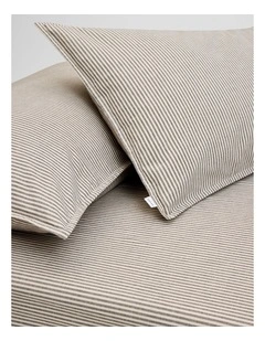 Brae Australian Cotton Stripe Queen Fitted Sheet in Charcoal