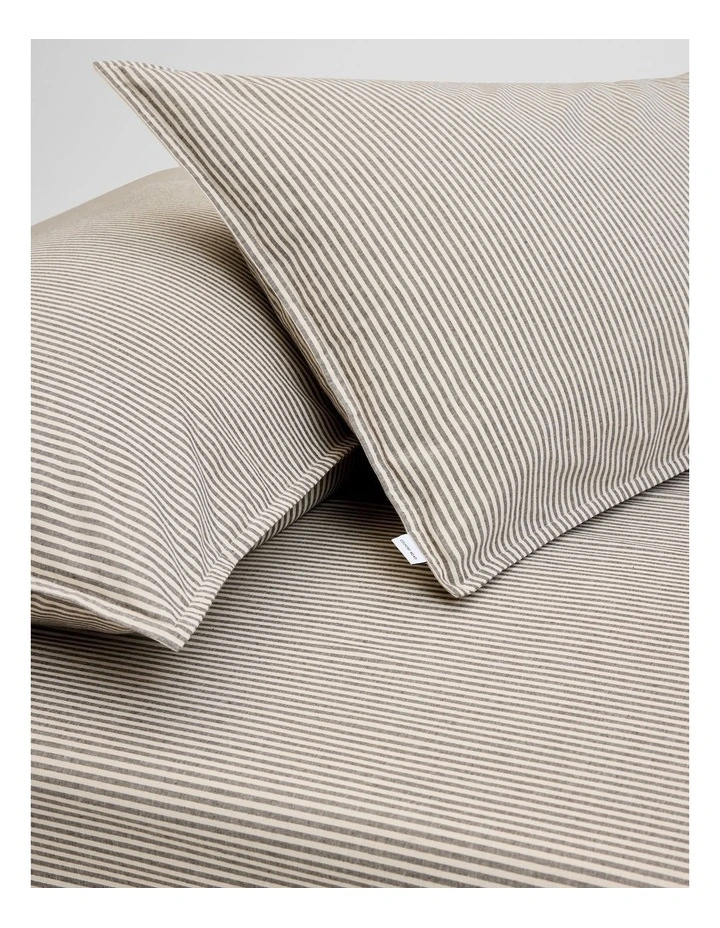 Brae Australian Cotton Stripe Queen Fitted Sheet in Charcoal image 1
