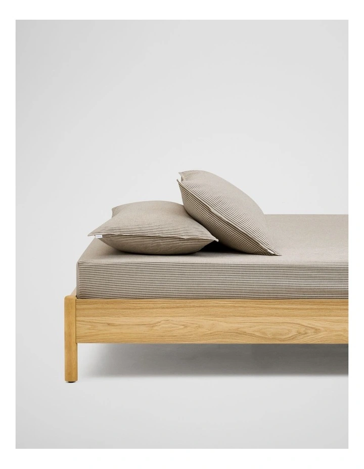 Brae Australian Cotton Stripe Queen Fitted Sheet in Charcoal image 2
