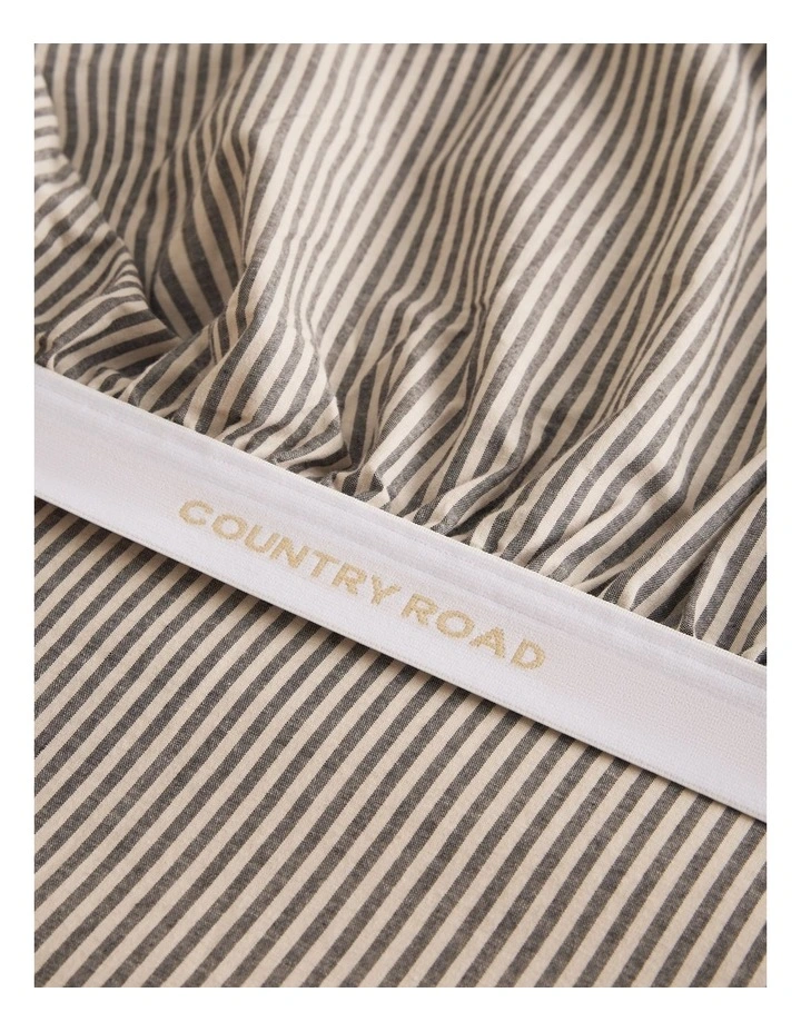 Brae Australian Cotton Stripe Queen Fitted Sheet in Charcoal image 3