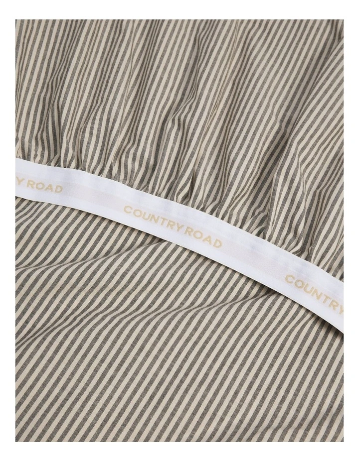 Brae Australian Cotton Stripe Queen Fitted Sheet in Charcoal image 3