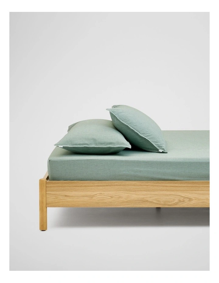 Brae Australian Cotton Stripe Queen Fitted Sheet in Ripple image 2