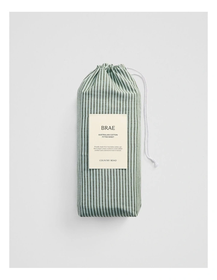 Brae Australian Cotton Stripe Queen Fitted Sheet in Ripple image 4
