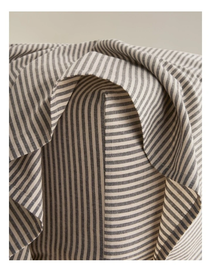 Brae Australian Cotton Stripe Queen Flat Sheet in Charcoal image 2