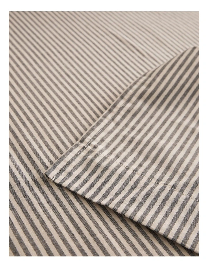 Brae Australian Cotton Stripe Queen Flat Sheet in Charcoal image 3