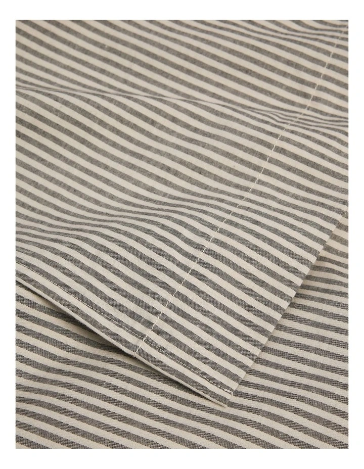 Brae Australian Cotton Stripe Queen Flat Sheet in Charcoal image 3