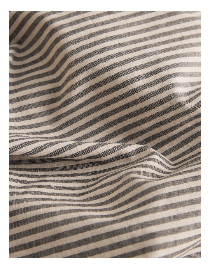 Brae Australian Cotton Stripe Queen Flat Sheet in Charcoal image 5