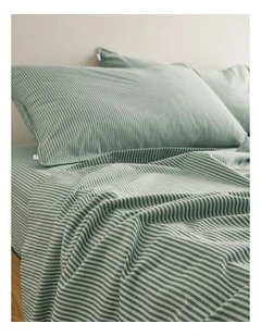 Brae Australian Cotton Stripe Queen Flat Sheet in Ripple